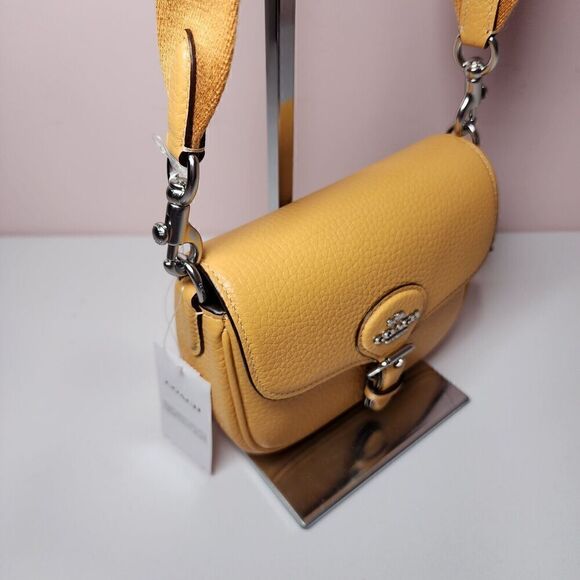 NWT Coach CP001 Amelia Small Saddle Bag Corn Flower HONEYCOMB Yellow - Picture 5 of 10